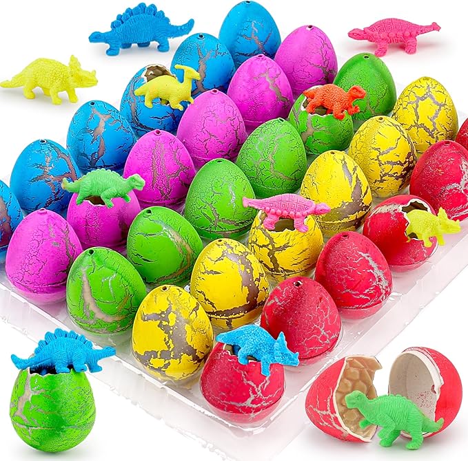 30PCS Large Hatching Dinosaur Eggs for Dinosaur Birthday Party Favors for Kids 3-5 4-8 Goodie Bag Gift Stuffers Classroom Prizes Bulk Treat Stuff Novelty Grow in Water Dino Eggs with Toys Inside