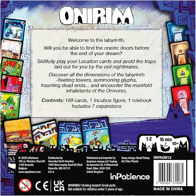 Onirim Card Game | Solo or Cooperative Two Player Strategy Game from The Oniverse | Fun Family Game | Ages 10+ | 1-2 Players | Average Playtime 15 Minutes | Made by inPatience, Multicolor (INPAON12)