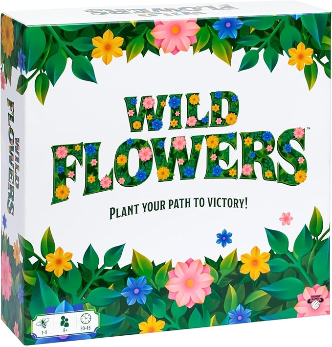 Wild Flowers Family Fun Strategy Game, Grow & Claim Flowers by Placing Tiles & Bumble Bees to Secure Your Blooms Before Others, Complete Garden Cards to Score Big! Solo Play & 1 to 4 Players Aged 8+
