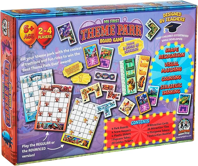 My First Theme Park Board Game for Kids Ages 5+- Build an Amusement Park with Cute Rides & Games - Fun Family Tile-Placement Strategy Game - Easy to Learn - Educational Gift for Boys & Girls