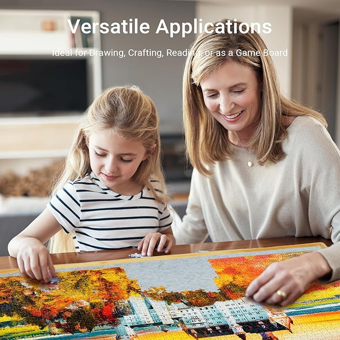 2-in-1 Rotating & Tilting Puzzle Board for 1500 Pieces, 26"x36" Jigsaw Table with Drawers, Cover & Lazy Susan, 60° Ergonomic Design, Non-Slip Surface, 4 Sorting Trays, Gift for Adults