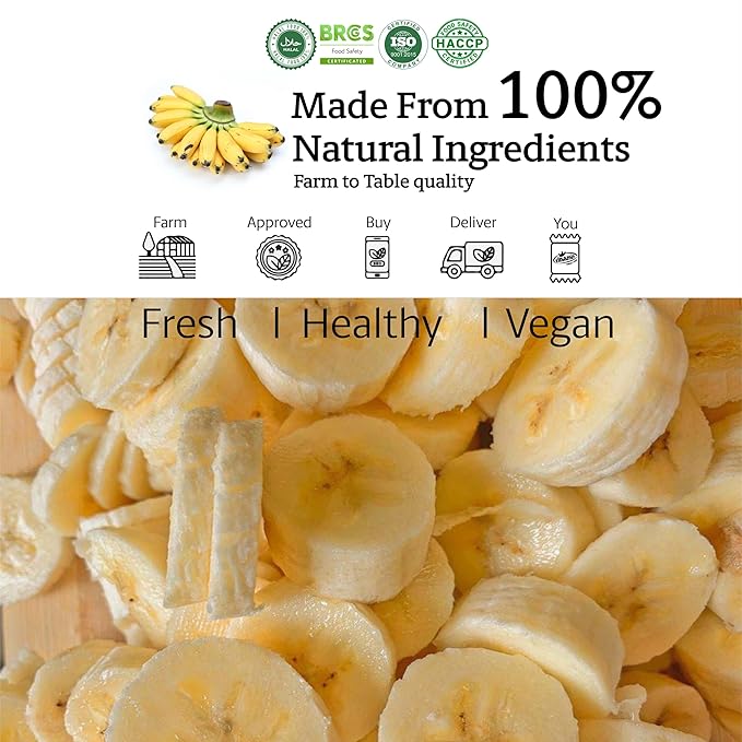 Vinamit Dried Banana Chips | Unsweetened Banana Chips | 8.8 oz Bag | Naturally Sweet, Non-GMO, Gluten-Free & No Added Sugar | Rich in Potassium | Ideal for Travel, Healthy Snacking