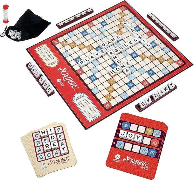 Joy for All Senior Word Games - Classic Scrabble & Bingo - Easy to Read & Grip - Board Games for Elderly Adults, Orange