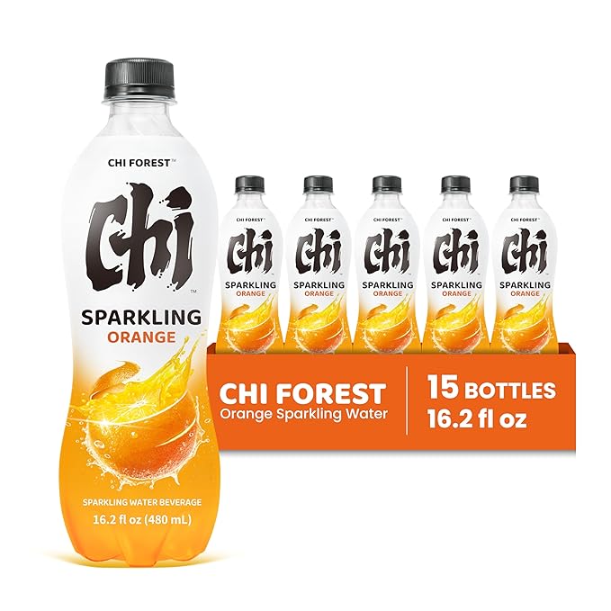 CHI FOREST Flavored Sparkling Water Beverage, Orange, 16.2 fl oz Bottles (pack of 15)