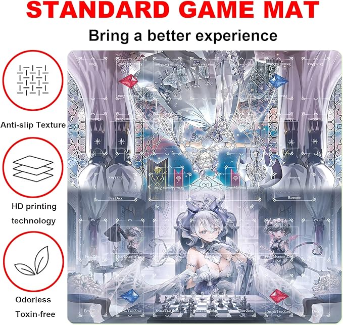 Card Rubber Mat - 2 Player, Square playmat for Gamer 60x60cm/23.6x23.6inch