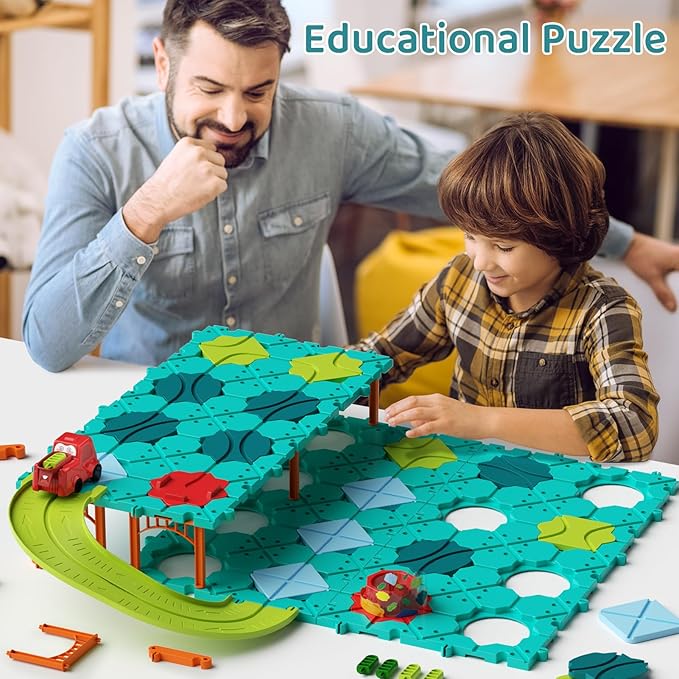 Updated Logical Road Builder Games, STEM Family Board Game, Large Educational Smart Brain Teasers Puzzles Toys, Preschool Learning Montessori Birthday Gift for Boys Girls Age 4-8 (Family Edition)