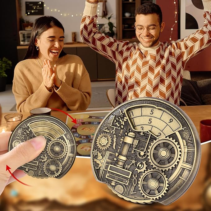 Spinner DND Dice Set, 7-in-1 Fingertip Gyro Metallic DND Dice, DND Starter Set, Dungeon Gears Dice Spinner for DND Dice Set, D&D Gifts with Gift Box, Role Playing Game Board Game Accessories, Bronze