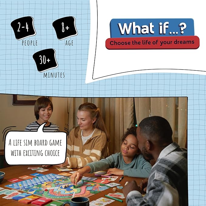 What ifโฆ? Choose The Life of Your Dreams | Family Board Game | Board Game for Kids and Parents | Adventure Board Game | Ages 8+ | for 2 to 4 Players | Average Playtime 30-60 Minutes