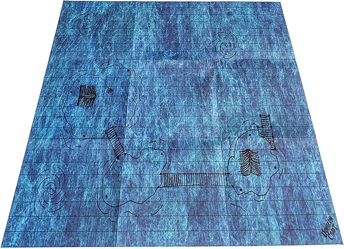 DUNGEON CRAFT Battle Map for DND & RPG – Double-Sided Gloss Laminated 24"x33" Mat with 1" Grid – Wet/Dry Erase Tabletop Terrain – Ocean Pack