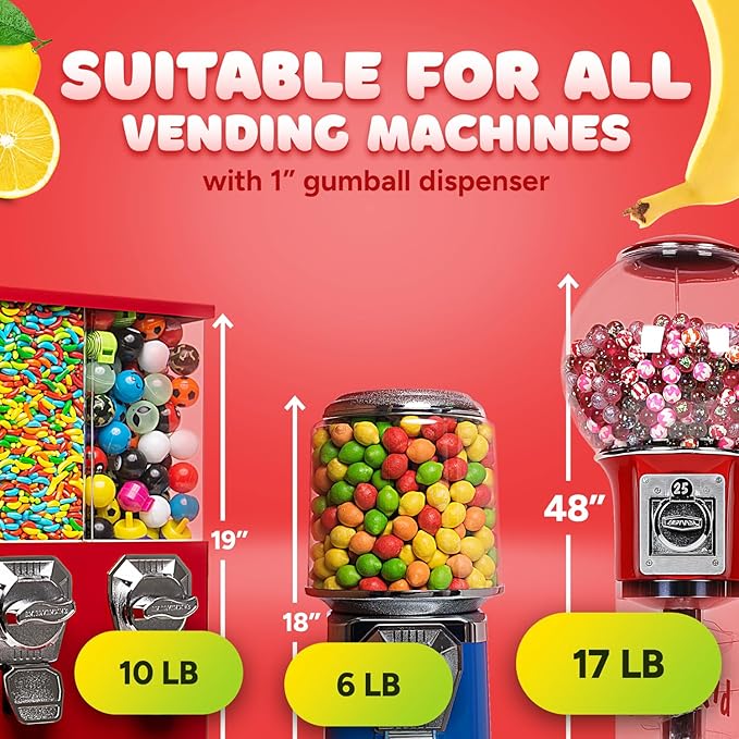 Global Gumball Gumballs for Vending Machine - 0.91 Inch (23mm) Large Dubble Bubble Original Gum Balls for Vending Machine Refill - Kids Chewing Gum - 1.7 LB Bulk Gumballs 110 ct - Bubble Gum Balls