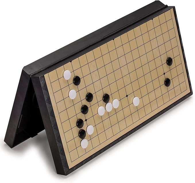 Yellow Mountain Imports Large Magnetic 19x19 Go Game Set Board (14.6-Inch) with Single Convex Stones - Folding, Portable, and Travel Ready Set