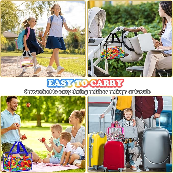 AOBOPLE 6 Pack Extra Large Toy Storage Bags with Zipper,11.8×8.7×5.9in Reusable Clear Toy Organizer Bags with Labels Toy Bags for Board Games, Building Blocks, Puzzles, Small Toys and Kids Books