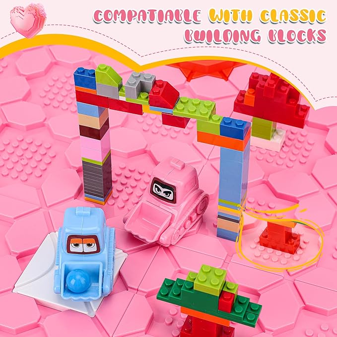 Road Builder Kids Logic Toys: Large Puzzle STEM Board Games, Educational Montessori Toys Birthday Gifts for Age 4-8 Year Old (Pink)