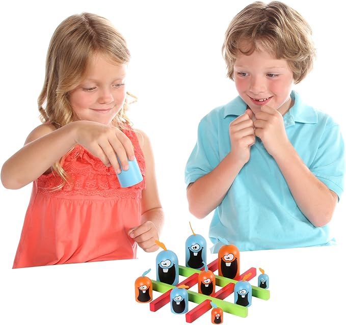 Gobblet Gobblers (Wood), Tic Tac Toe Strategy Board Game, Award Winning Kids and Family Friendly Educational Board Game, 2 Players, Ages 5+, by Blue Orange Games- The Original Game!