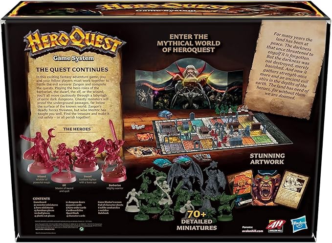 Hasbro Gaming Avalon Hill HeroQuest Game System Tabletop Board Game,Immersive Fantasy Dungeon Crawler Adventure Game for Ages 14 and Up,2-5 Players