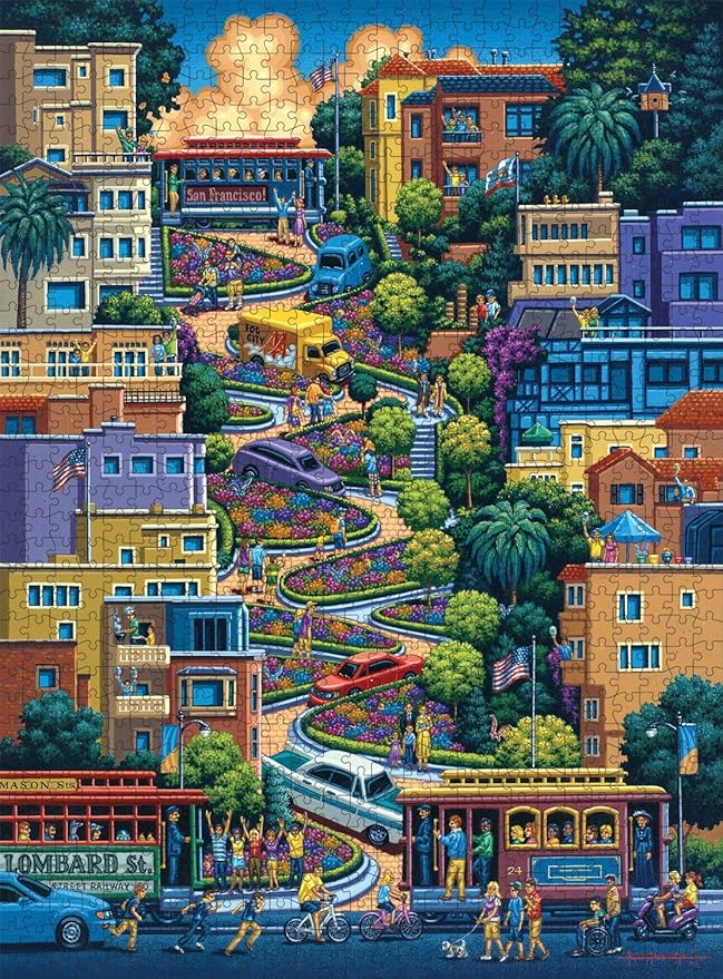 Buffalo Games - Eric Dowdle - Lombard Street - 1000 Piece Jigsaw Puzzle for Adults - Challenging Puzzle Perfect for Game Nights - Finished Size is 26.75 x 19.75