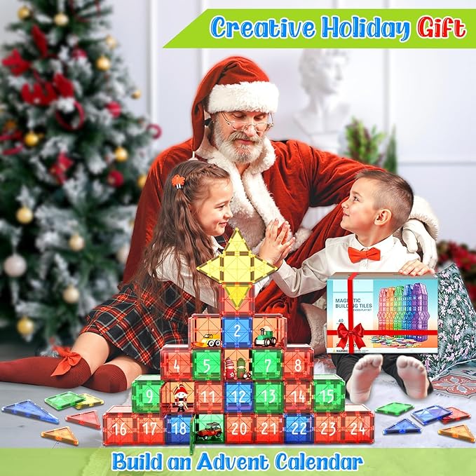 Magnetic Tiles Kids Toys STEM Magnet Toy for Toddler Magnetic Blocks Building Preschool Learning Sensory Montessori Toys for 3+ Year Old Boys and Girls, Safe Creativity Toddler Kids Toy 40PCS