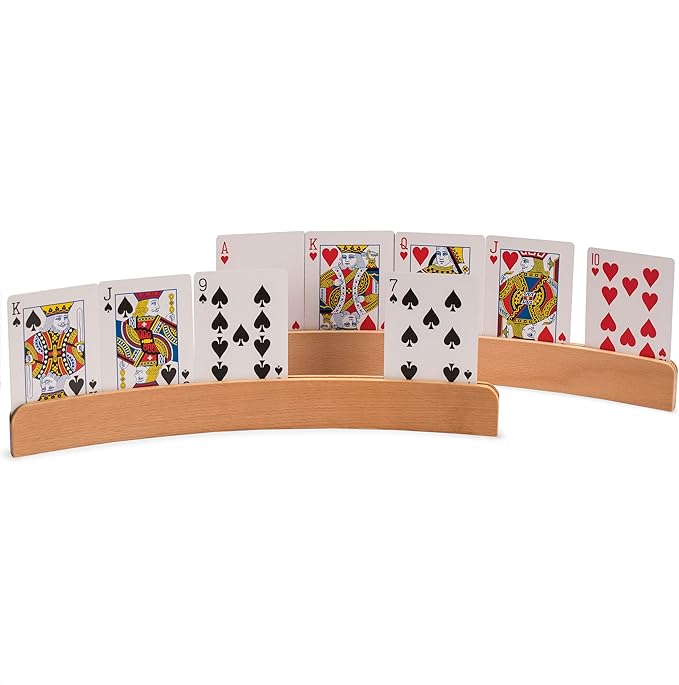 Yellow Mountain Imports Panorama Wooden Playing Card Holders/Racks - Set of 4 Card Organizers