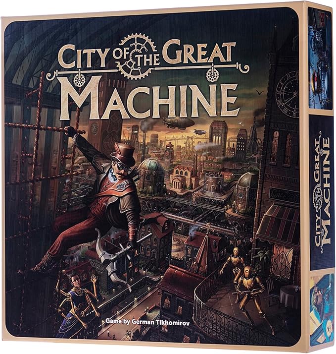City of The Great Machine Board Game | 1-4 Players | Ages 14 and up | Steampunk | One-vs-Many | Hidden Movement | Cooperative & Solo | Average Playtime 45-90 min