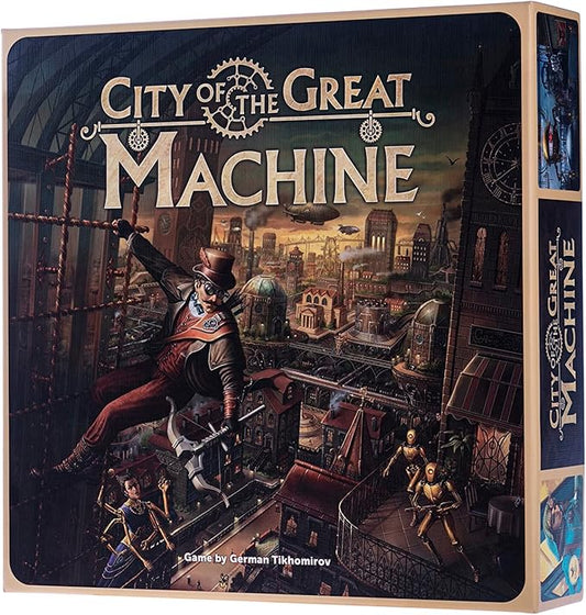 City of The Great Machine Board Game | 1-4 Players | Ages 14 and up | Steampunk | One-vs-Many | Hidden Movement | Cooperative & Solo | Average Playtime 45-90 min
