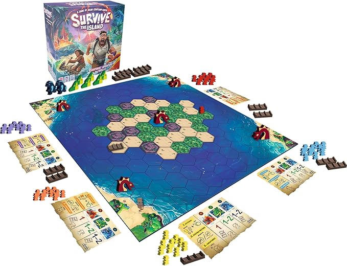 Survive The Island Board Game (2024 Edition) - Thrilling Escape Adventure with New Monsters! Fun Strategy Game for Kids & Adults, Ages 8+, 2-5 Players, 45 Minute Playtime, Made by Zygomatic
