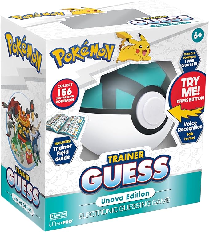 Ultra PRO Pokémon Trainer Guess: Unova Edition, I Will Guess It! Electronic Voice Recognition Guessing Brain Game Pokemon Go Digital Travel Board Games Toys - Talk to Your Poke Ball