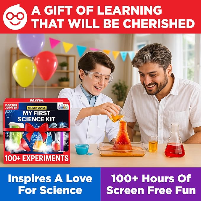 Doctor Jupiter My First Science Kit for Kids Ages 4-5-6-7-8| Birthday Gift Ideas for 4-8-12 Year Old Boys & Girls| Toy Stem Kit with 100+ Experiments| Learning & Educational, Preschool Activities