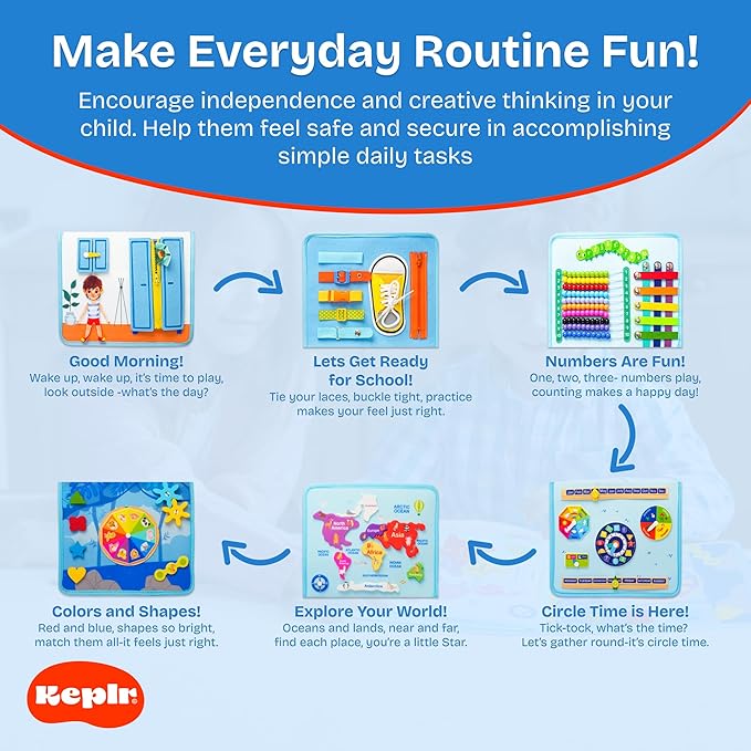 Montessori Toddler Toy Busy Board, Interactive Baby Books and Toddler Busy Book, Travel-Friendly Sensory Activity Book Enhancing Fine Motor Skills