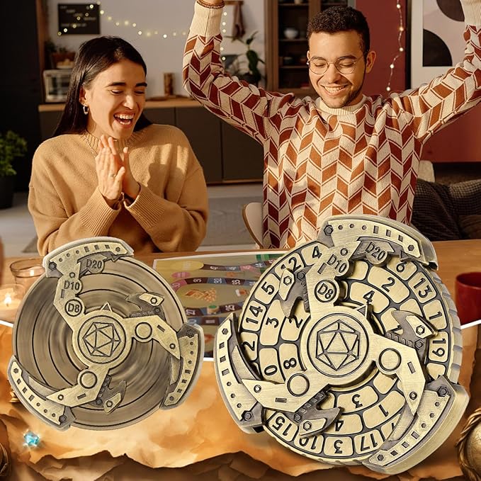 Spinner DND Dice Set, 7-in-1 Fingertip Gyro Metallic D&D Dice, DND Starter Set, Roulette Dice Spinner for DND Dice Set, D&D Gifts with Gift Box, Role Playing Game Board Game Accessories, Bronze