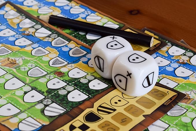 Blue Orange Games Kingdomino Duel, Roll & Write Board Game - Dice Rolling version of the Award Winning Strategy Board Game Kingdomino - 2 players. Recommended for ages 8 & Up