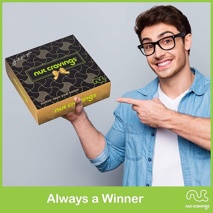 NUT CRAVINGS - Mixed Nuts Gift Basket in Black Gold Box (4 Assortments) Food Arrangement, Healthy Snack Care Package, Kosher