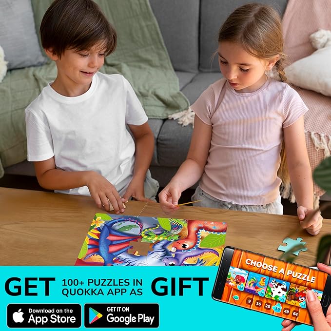 QUOKKA Puzzles for Kids Ages 4-6 - Set of 4x60 Jigsaw Puzzles for Toddlers 3-5 - Space, Dino, Firefighters Toys for Children 6-8 yo - Gift Educational Game for Boys & Girls
