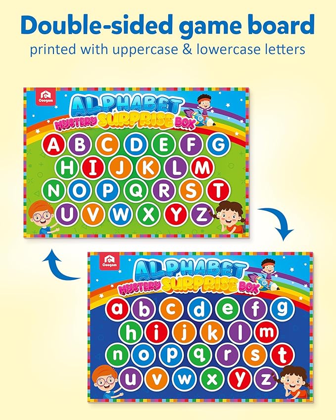 Coogam Mystery Surprise Box, Fine Motor Letter Matching and Sorting Game, 26pcs Alphabet Educational Montessori Learning Toy Gift for Preschool Kindergarten 3 4 5 Year Old