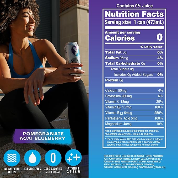 Yesly Functional Water, Variety Pack, Naturally Flavored Still Water with Electrolytes, Magnesium, Potassium, Vitamin C, B6 & B12, Zero Sugar, No Artificial Sweeteners, 16 Fl Oz Cans, 12 Pack