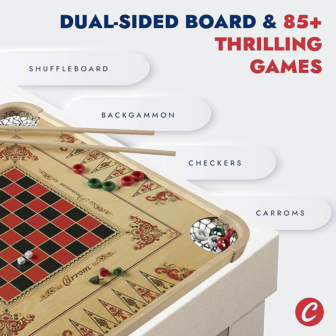 Carrom Board Game Set — Large Board Games for Adults & Children — Over 85 Board Games for Family Game Night — All in One Board Game Set