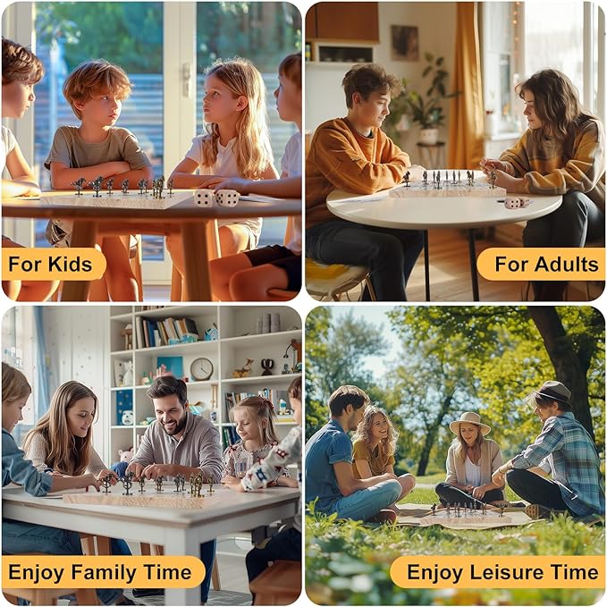 Horse Race Board Game – Thickened Wooden Chessboard with 11 Metal Horses, 2 Dice & 2 Card Decks, Family-Friendly Horse Racing Tabletop Game for Kids, Adults, Friends & Strategy Game Nights