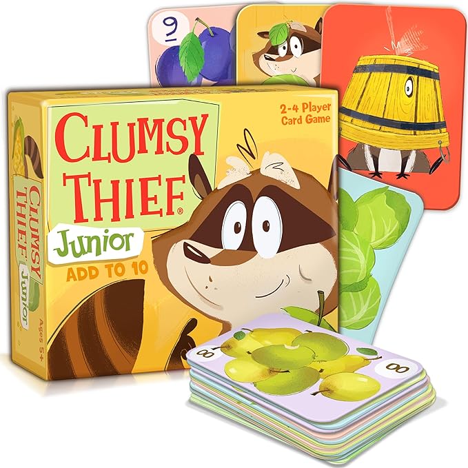 Melon Rind Clumsy Thief Junior Math Card Game, Adding to 10 Fun for Kids Ages 5-7+, Award-Winning Family Game for 2-4 Players, Educational to Develop Math Skills with Confidence