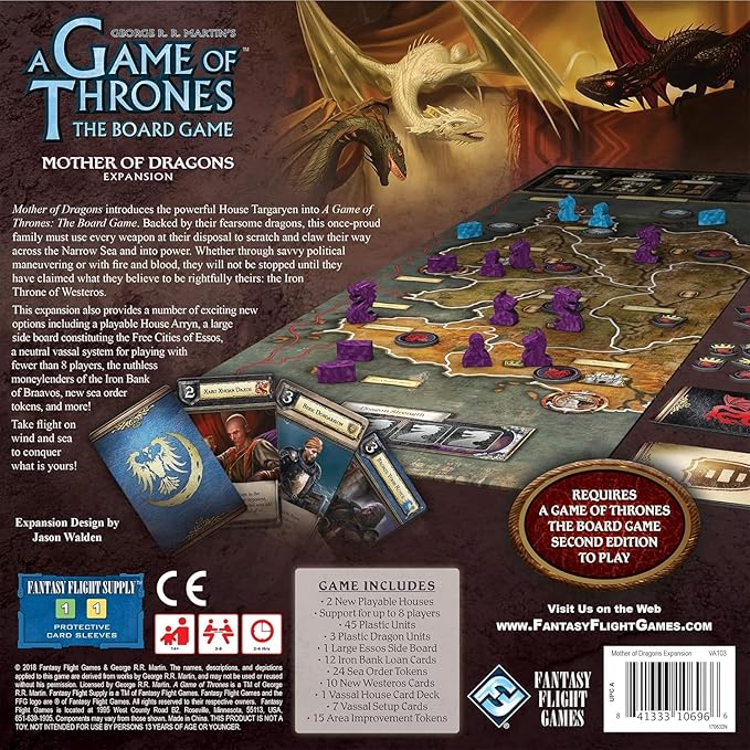 A Game of Thrones The Board Game Mother of Dragons Expansion Strategy Game for Kids & Adults, Ages 14+, 3-8 Players, 2-4 Hour Playtime, Made by Fantasy Flight Games
