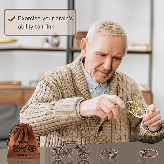 12 PCS Brain Teaser Puzzles Metal Puzzle Logic Metal Puzzle for Adult Lock Puzzles Gift for Adults Teenagers Kids