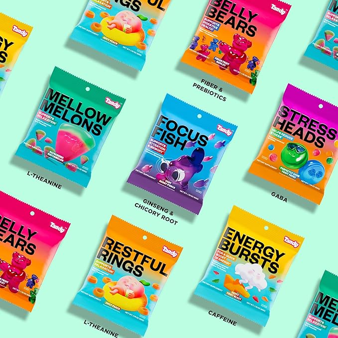 Tandy Focus Fish American Ginseng Gummies I Memory, Attention & Focus Gummies with Very Berry Punch Flavor I Gluten-Free Fast-Acting Dietary Brain Supplement Gummy I 6-Pack