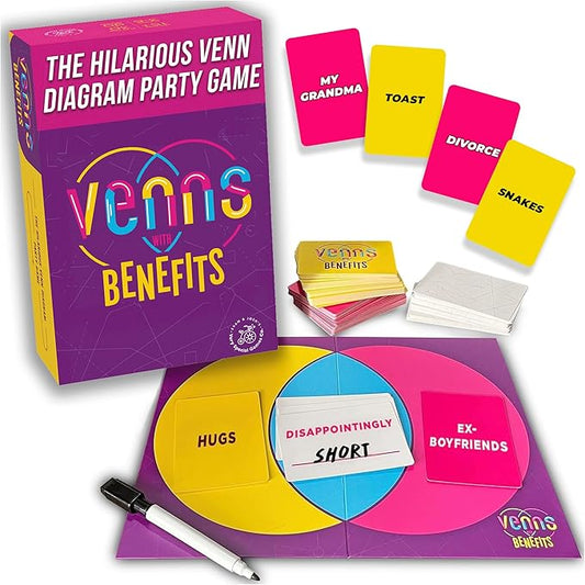 VENNS WITH BENEFITS – Fun Board Game About Venn Diagrams for 3+ Players, Teens & Adults, Perfect for Friends & Family Game Nights