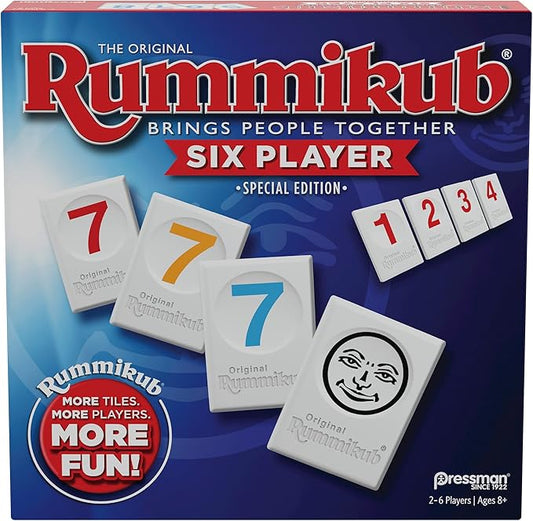 Rummikub Six Player Edition - The Classic Rummy Tile Game - More Tiles and More Players for More Fun! by Pressman , Blue