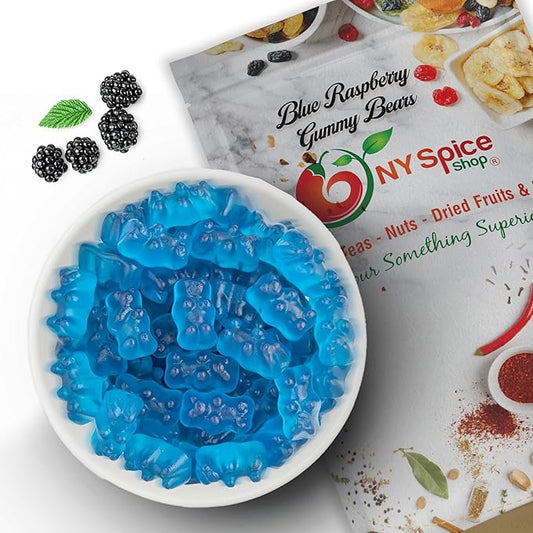 NY Spice Shop Blue Raspberry Gummy Bears Bulk - 3 Pound Gummies Bears Candy - Gummies Fruit Snacks - Chewy Candy - Flavor Gummy Candies - Gummi Bears Gift For All Occasions