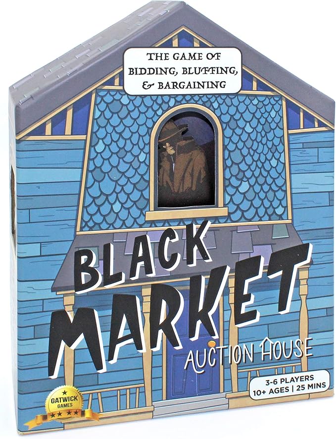 Black Market Auction House - A Game of Bidding, Bluffing & Bargaining, Adult Games for Game Night and Family Game Night, Board Games for Teens, 2-6 Players