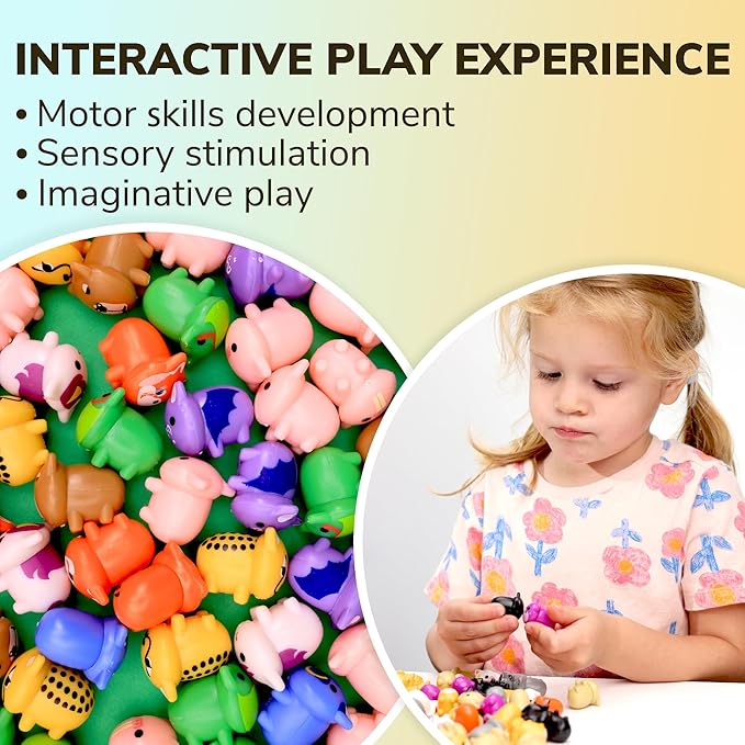 Farm Animals Figurine Toys in Capsule - 100 Pcs -1.1 Inch Plastic Capsules with Assorted Animals Mini Figurines for Kids - Easter Basket Stuffers - Toy Vending Machine Refill