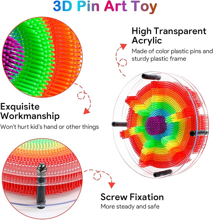 ENJSD 3D Pin Art Sensory Toys for Kids 5-7, Pin Art Board Impression Sensory Toys for Kids with Autism, Autism Gifts for Autistic Children Age 3, 4, 5, 6, 7, 8, 9, 10+ Years Old Boys Girls