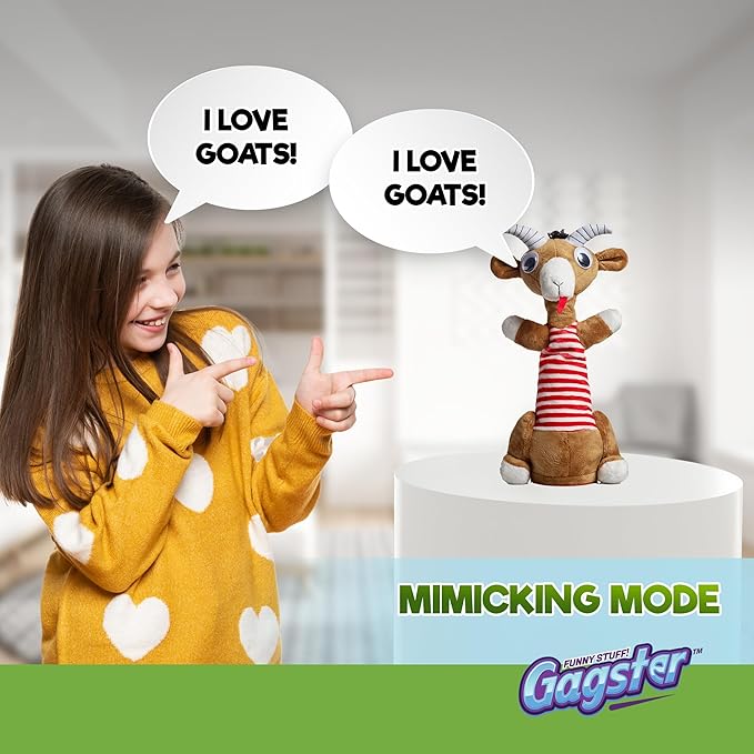 Gagster Screaming Goat Dancing Toy – Mimicking Toy for Kids – Repeats What You Say, Singing & Talking – Electronic Yodeling – Funny White Elephant Gag Gift for Anyone Who Loves Talking