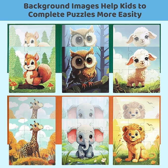 Puzzles for Kids Ages 3-5 72 Pieces Two-Book Travel Puzzles for Kids 4-6 Airplane Car Road Trip Activities Games Toys 3 4 5 6 7 8 Year Old Girls and Boys Gift