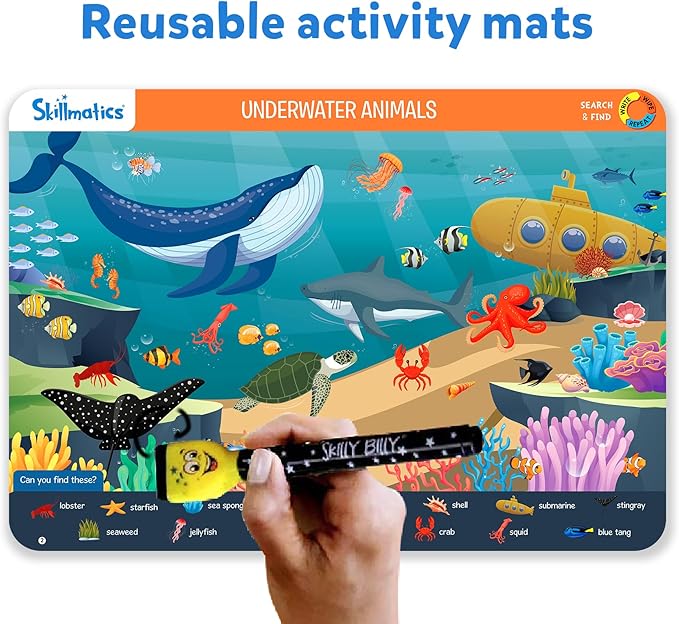 Skillmatics Search and Find Animals Educational Game - Reusable Preschool Learning Activities, Perfect for Toddlers & Kids Who Love Toys, Art & Crafts, Builds Vocabulary, Gifts for Ages 3, 4, 5, 6