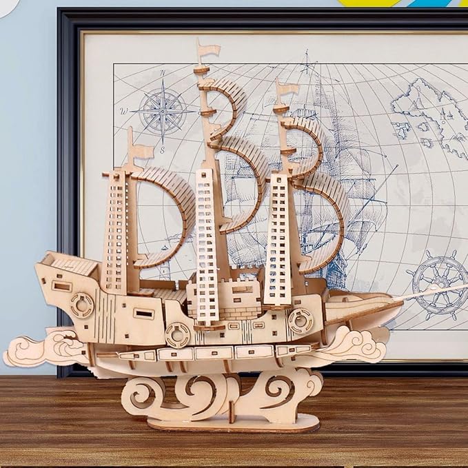 3D Wooden Puzzles Ocean - Sailboat Model Kits, Brainteaser and Puzzle for Christmas/Birthday,Gifts for Adults and Teens to Build Combination